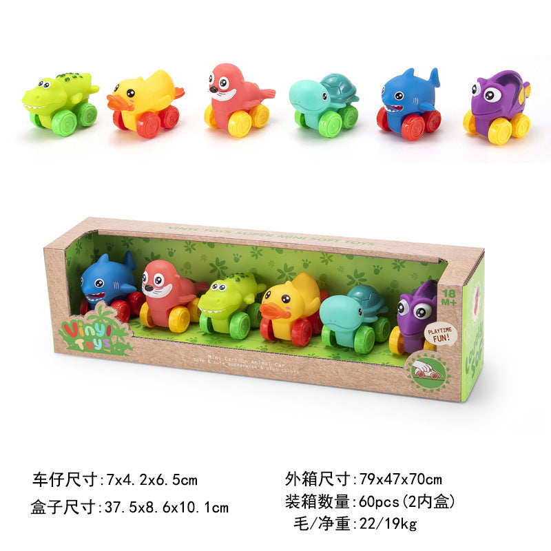 Cross-border export  cartoon toys soft glue animals children inertia car baby q cute car toy car