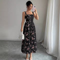 Sense of design new arrivaldress women's summer floral chiffon over-the-knee long skirt short sleeve k-style skirt super fairy style