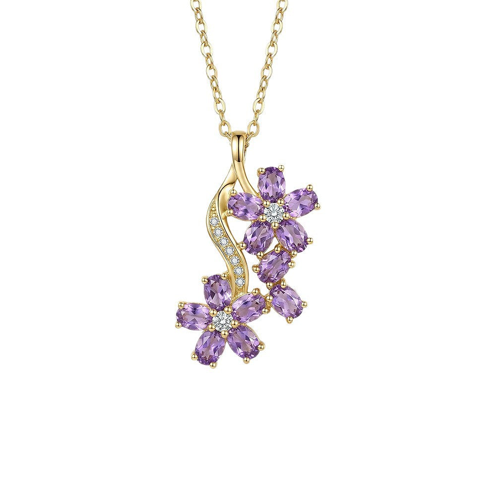 popular copper inlaid with zirconium and diamonds, flower necklace for women, accessible luxury fashion, new versatile titanium steel clavicle chain jewelry