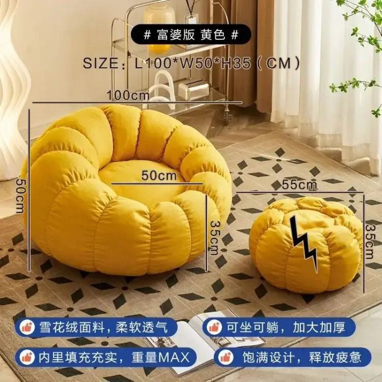 Cream style lazy sofa can lie down and sleep pumpkin sofa chair casual chair cashmere fabric sofa single sofa