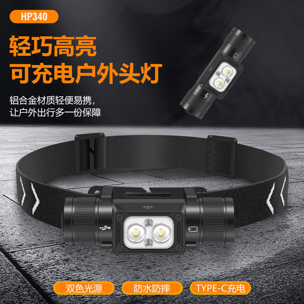 New 4LED headlights, strong light, head-mounted flashlight, rechargeable outdoor camping, hiking off-road lights, fishing lights