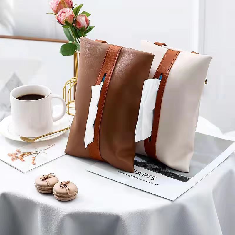 Premium high-value straps Car tissue box Home bathroom Restaurant leather pumping carton ins Universal bag