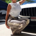 European and american crocodile print wide-leg jeans for women - high-waisted, loose fit, slimming, and flowy floor-length trousers