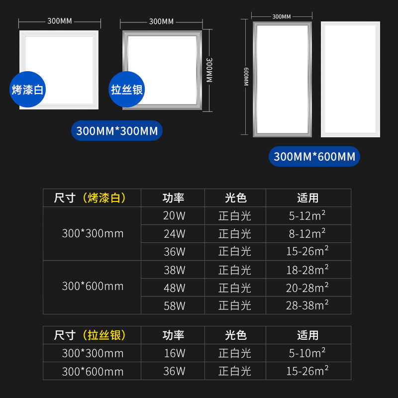 Flat panel light 600x600 integrated ceiling light led kitchen and bathroom light embedded office panel light 60x60 square light