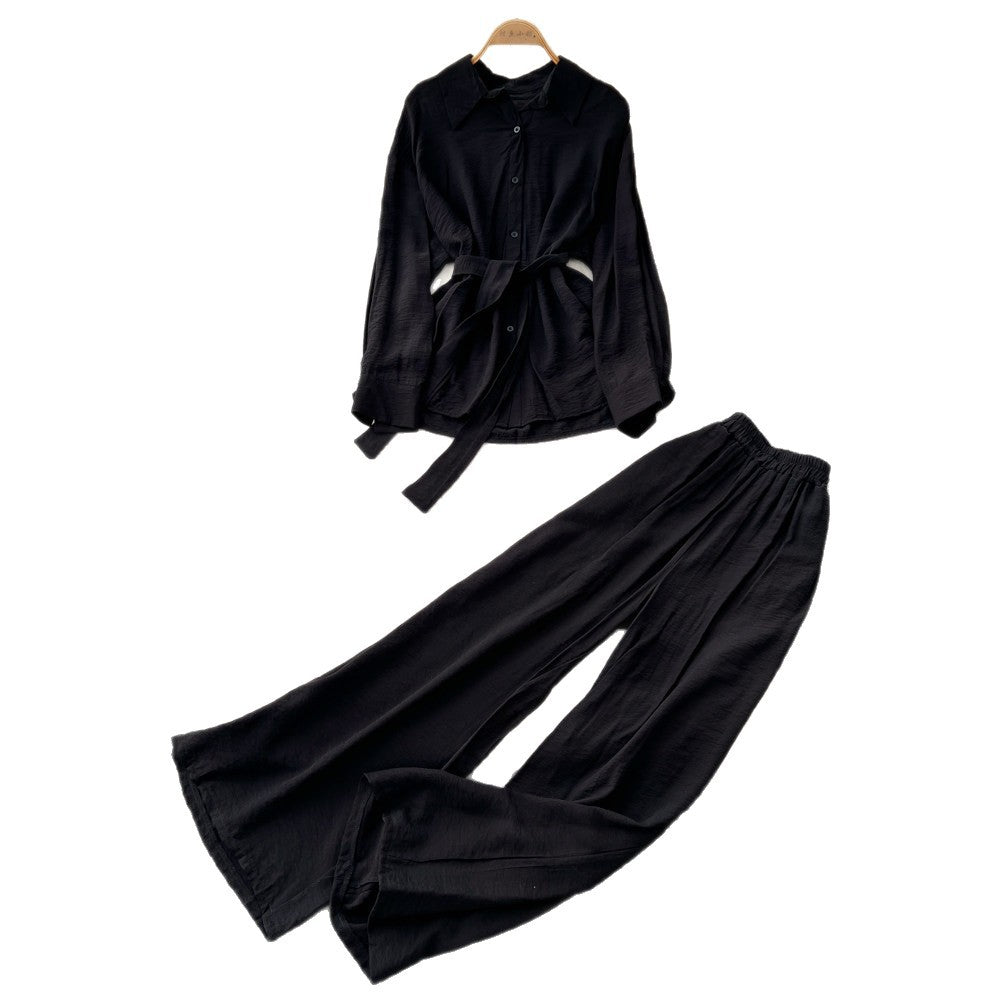 Commute-chic pink blouse and pants set for women,  summer two-piece, zen-inspired casual, figure-flattering, slimming, professional workwear