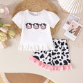 Amazon fashion summer new girls baby cute pattern short sleeve t-shirt printingshortscasual children's clothing suit