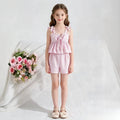 girls' summer outfit: new european and american style, toddler and child suspender top and shorts, fashionable striped two-piece set