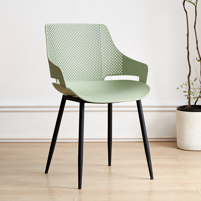 Nordic style iron and plastic backrest dining chair - suitable for dining room, outdoor, bedroom vanity, library, and casual seating