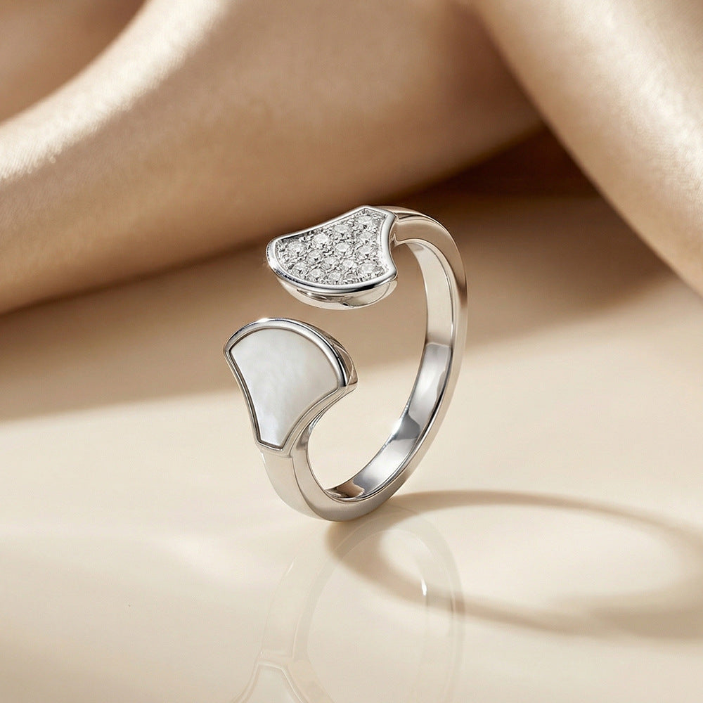 Popular easiest for match copper inlaid zirconium inlaid diamond skirt ring for women accessible luxury niche exquisite live mouth new ring jewelry