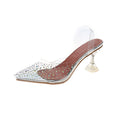 2024 summer new korean style transparent rhinestone stiletto sandals crystal shoes women's high heels plus size export
