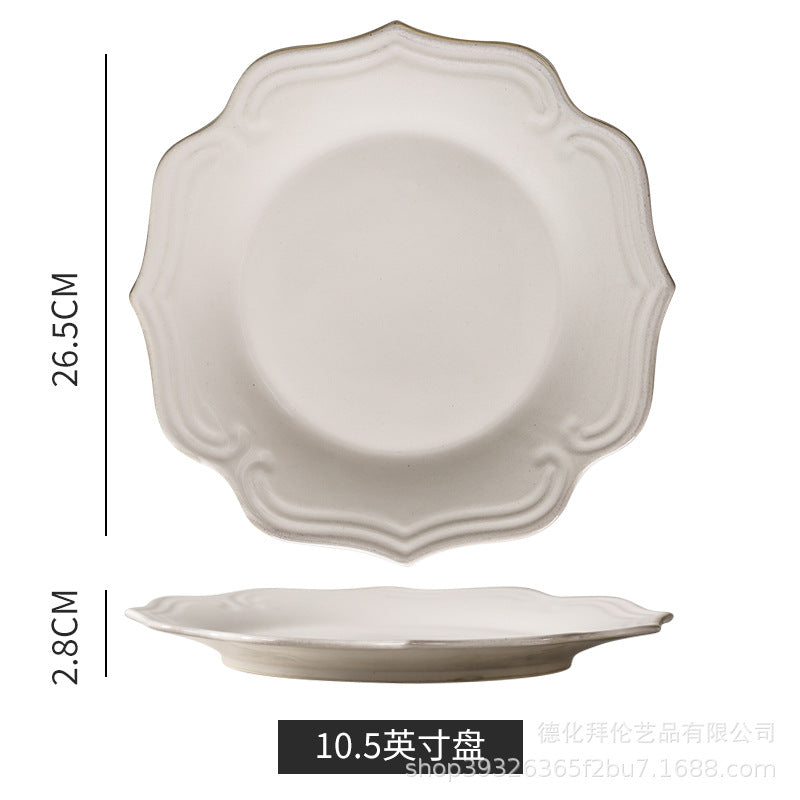 Creative retro western tableware suit restaurant for home italian stylish style grids kiln bowl plates ceramic wholesale