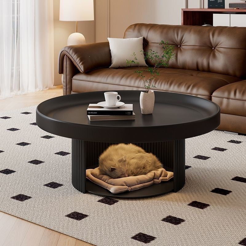 French cream iron art minimalist living room modern coffee table small apartment home creative pet friendly round light luxury set