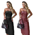 C7475 cross-border   fashion women's sexy bandeau bodycon sleeveless slit dress