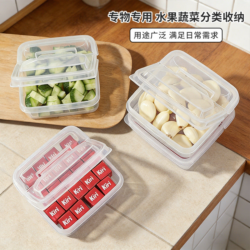 japanese cheese storage box refrigerator onion, ginger and garlic flip-top sealed storage box fruit butter block fresh-keeping box
