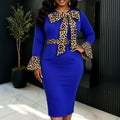 Fall and winternew arrival strap patchworklong sleeves hip skirt silm leopard print bell sleeve party dress dresses