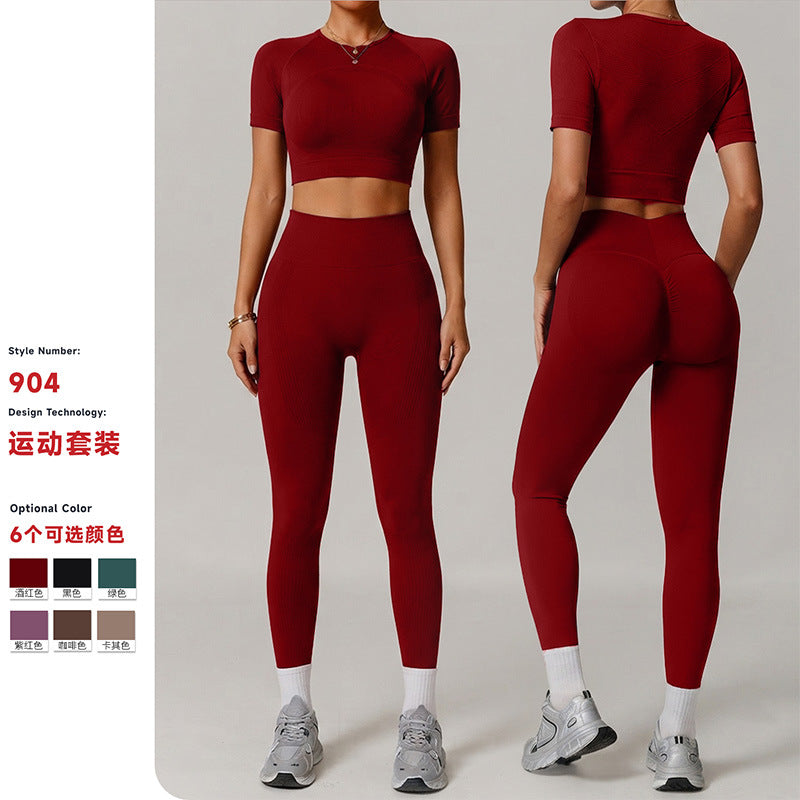 autumn/winter new women's activewear set: high-waisted, high-stretch, quick-dry workout outfit for pilates and yoga