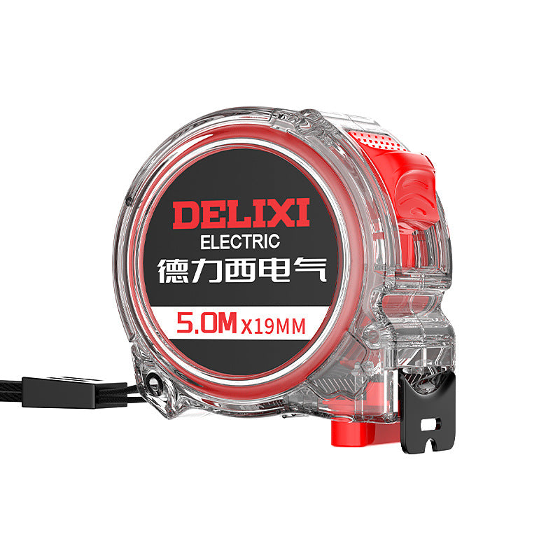 Delixi tape measure thickened transparent and hard rice measure household high-precision wear-resistant 3 meters 5 meters stainless steel ruler box ruler
