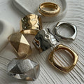Wholesale alloy open bangle bracelet - european & american cross-border e-commerce jewelry - geometric faceted statement piece - women's wide electroplated bangle