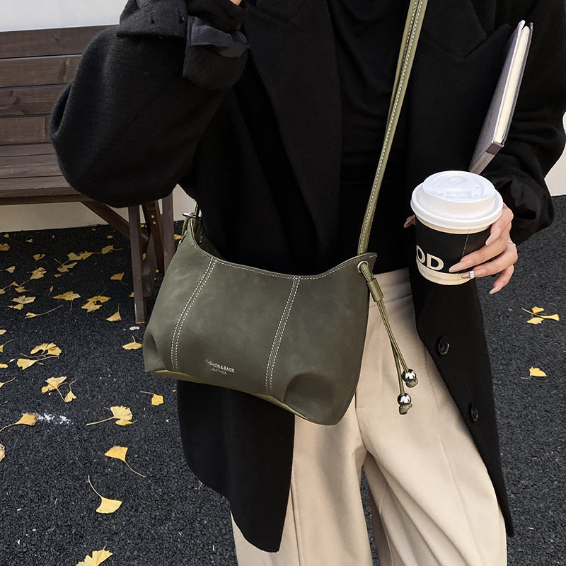 Vintage chic small handbag women's bag 2025 new autumn/winter versatile shoulder bag minimalist large capacity commuter crossbody bag
