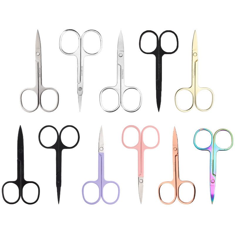 Nose hair scissors round head stainless steel pointed head scissors eyebrow trimming special eyebrow scissors eyelashes makeup small scissors beauty scissors