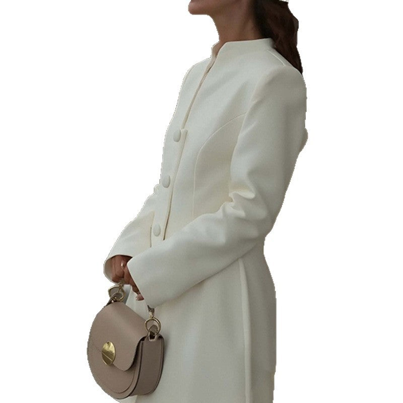 cross-border e-commerce women's fashion: european and american summer new arrivals - elegant and chic button-down, cinched-waist solid color dress 661