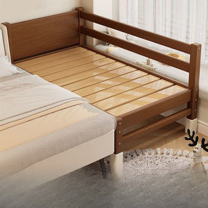 Walnut baby crib convertible bed - solid wood, elevated design with guardrails, extra wide, suitable for adults, infant and toddler bed