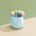 Dopamine color mixing stainless steel fruit forks, high-value afternoon tea dessert fork and spoon set with ceramic storage jar