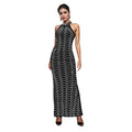 C7140 cross-border   fashion women's halter neck elegant maxi dress rhinestone slim fit dress
