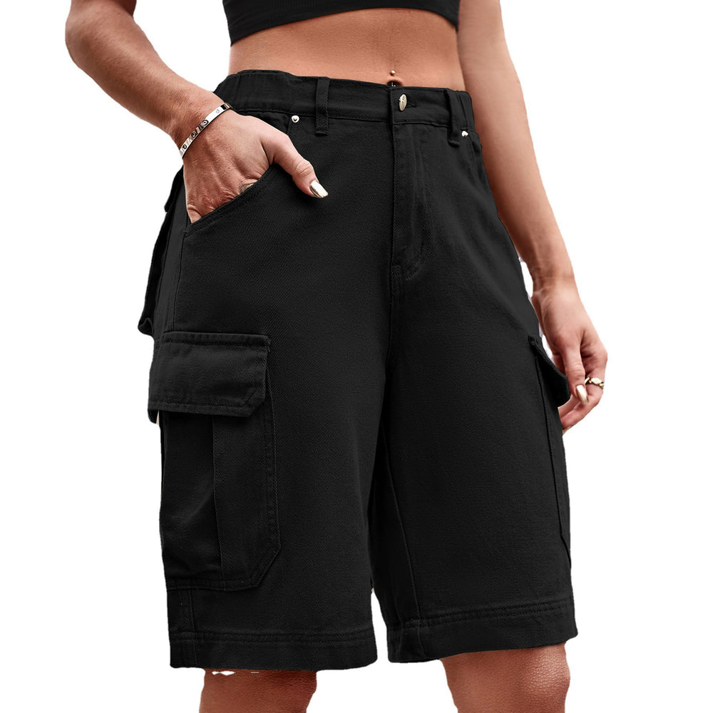 Wish summer european and american style women's clothing cross-border e-commerce  new elastic waist denim cargo shorts trendy