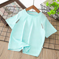 Solid color kids' t-shirt - quick-dry, short-sleeve, breathable, printed, loose-fit summer tee for boys