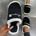 Amazon winter baotou home plaid flat heel pure color plus size round toe home heattech casual cotton slippers dropshipping