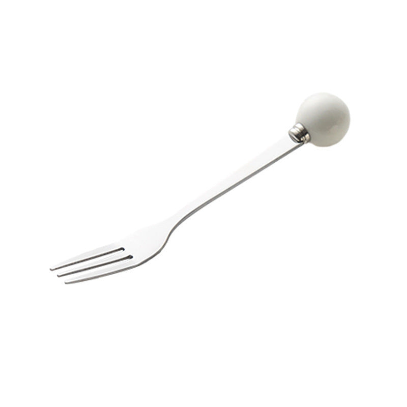 New arrival cream style ceramic bear hanging fruit fork jar suit high-looking home goods afternoon tea fruit fork spoon