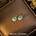 New japanese and korean style copper inlaid zircon blue zircon necklace, earrings, and ring set - unique design, high-end fashion, sweater chain jewelry