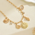 European and american cross-border new arrival: ocean-inspired seashell and conch necklace with minimalist design, sunflower and smiley face pendants for women