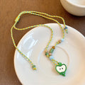 Childlike cute green apple pendant necklace for women niche style unique design sense clavicle chain sweetgirlstylish accessories