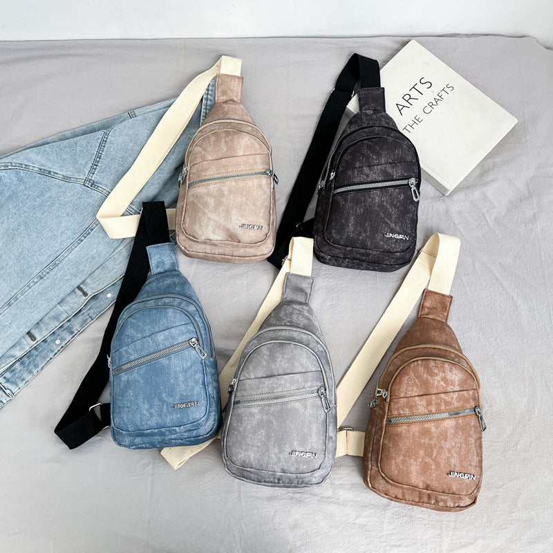 Chest bag Korean version versatile soft leather backpack casual fashion women's large capacity travel shoulder bag messenger bag breast bag