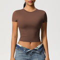 double-sided nylon casual tight-fitting quick-drying pilates tops yoga wear short-sleeved running fitness sports t-shirt