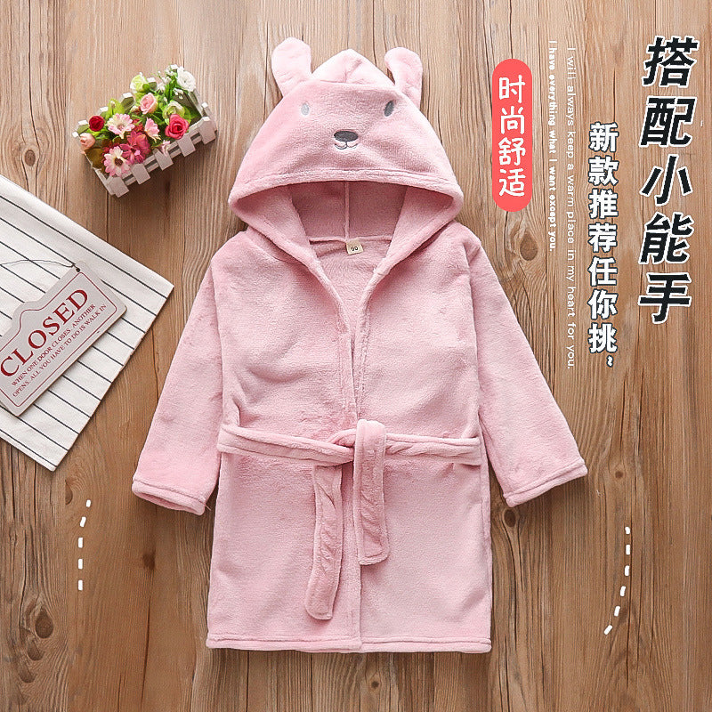 Girls' autumn/winter clothing: cute fleece-lined outerwear for baby girls, princess bathrobes for infants aged 0-3 years