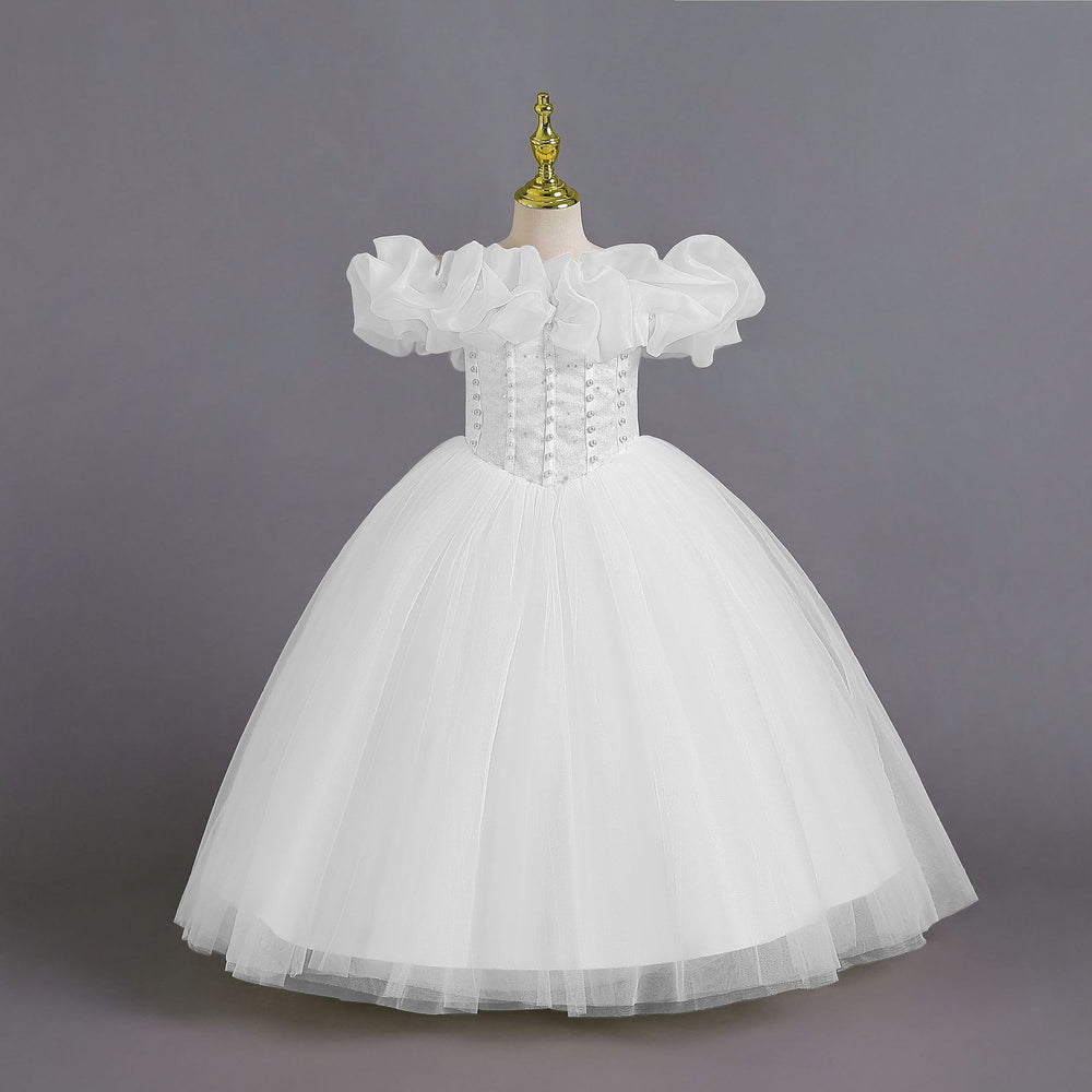 Export ready-made one shoulder kids dress strap princess dress female flower girl christmas dress kids dress