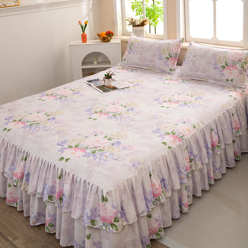 Bed skirt, fitted sheet, thickened bed sheets, comfortablenon-slip mattress protector, single piece simmons bed cover 1.8m double bed