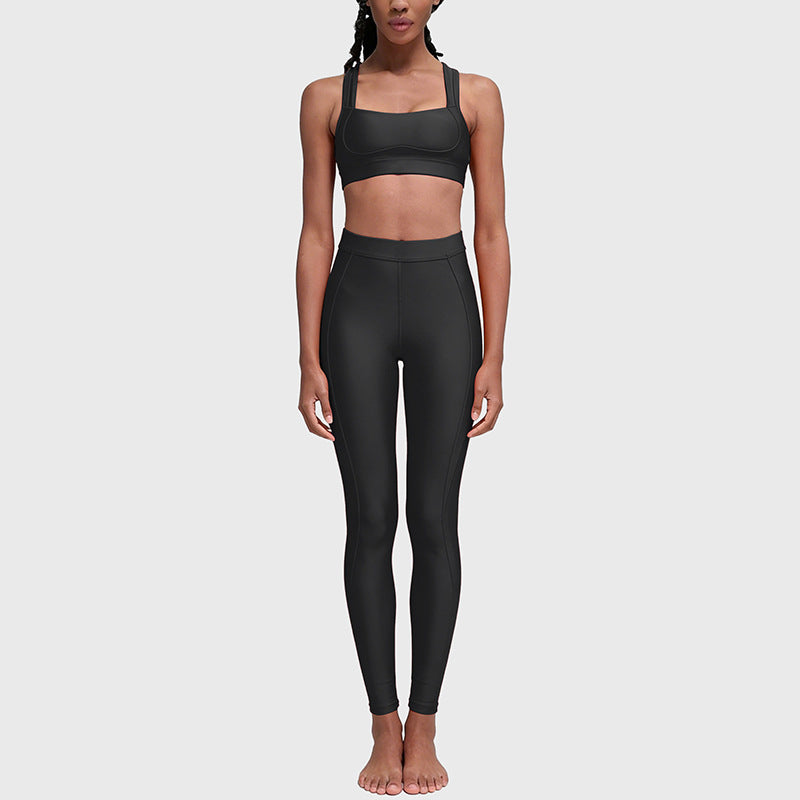 new arrival yoga clothes high waist hip lift tummy control slimming look sling beautiful back running sports intimates bra suit for women