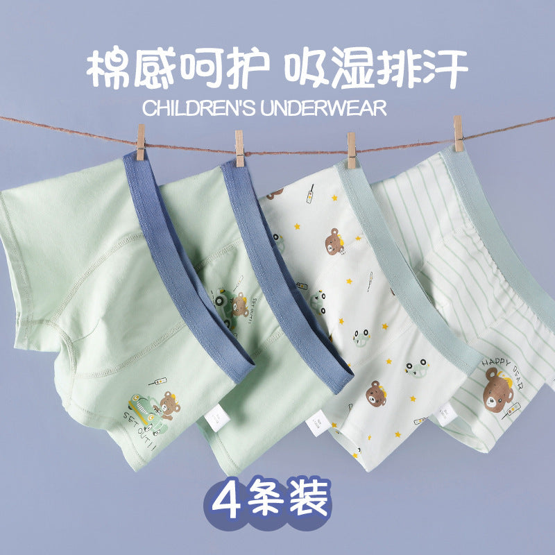 Children's underwear Class A cotton boys' underwear cartoon boxers medium and large children's baby student boxers children's underwear