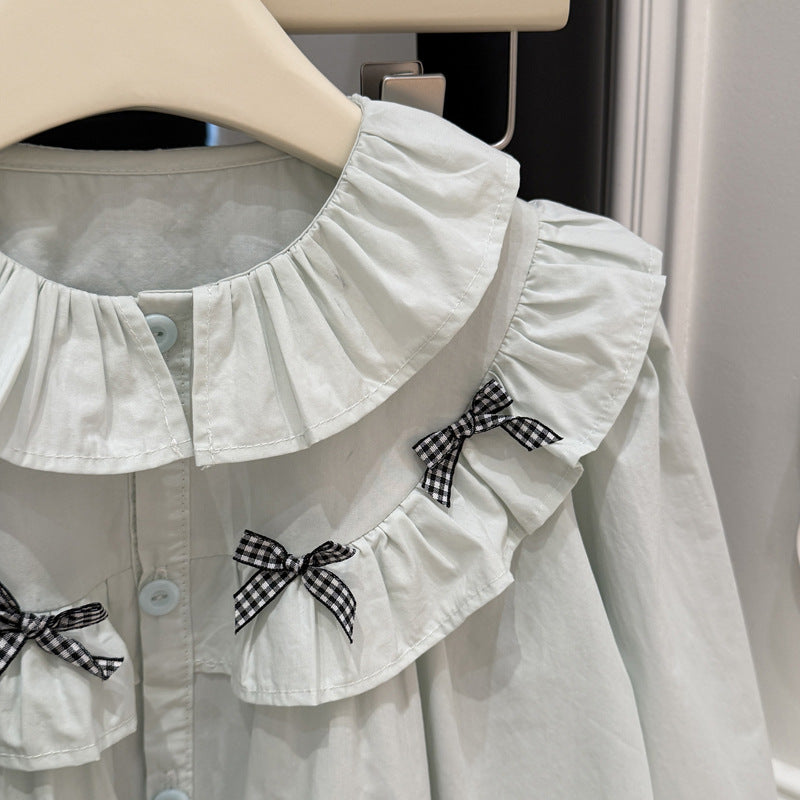 Springnew arrivalgirlshirt baby girlfashionk-stylelong sleeves shirt stylekidstopscasual children's clothing trendy
