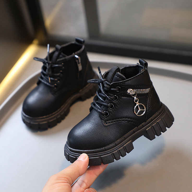 Kids' martin boots - new spring/autumn collection: leather ankle boots with side zipper for boys and girls - little yellow boots