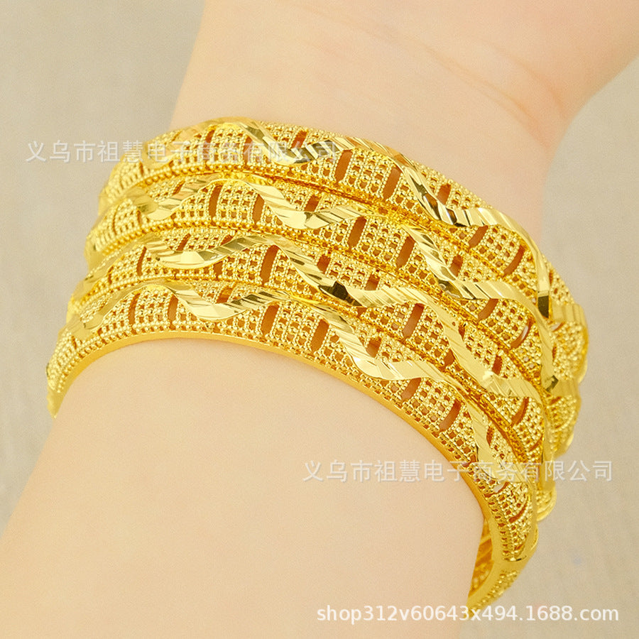 middle eastern dubai men's and women's gold-plated copper bracelet, ethiopian/arabic nigerian jewelry