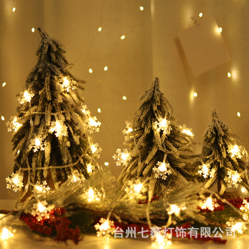 Factory wholesale LED lanterns snowflake flakes string lights wedding festival Christmas tree pendant atmosphere decoration flash lights