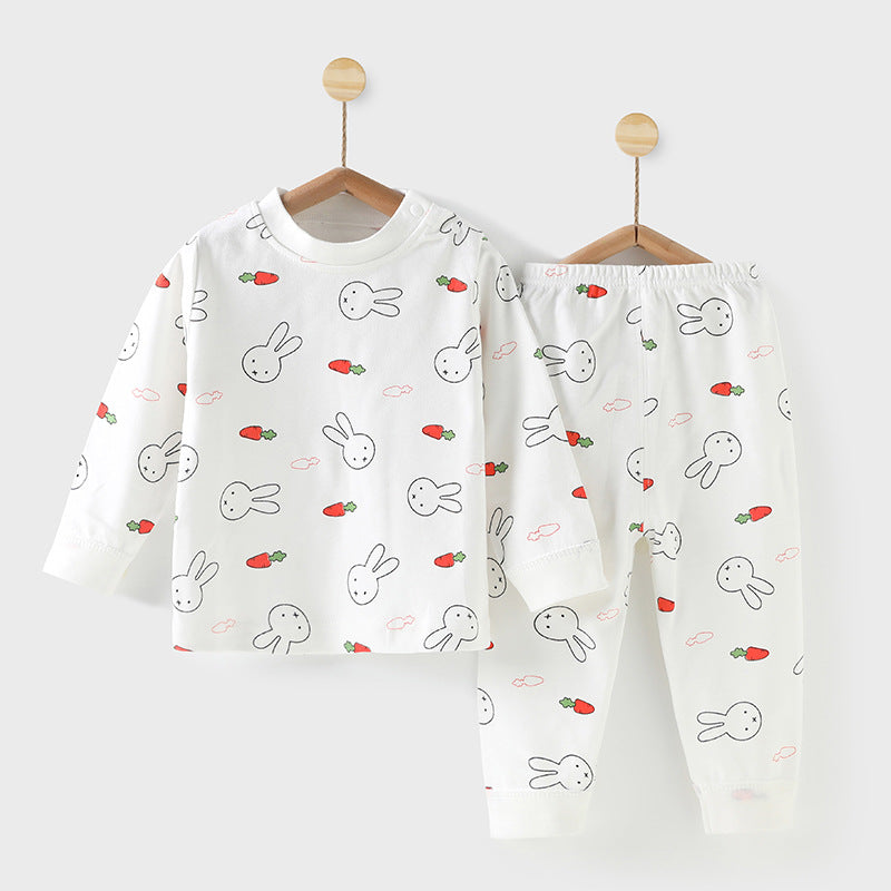 Wholesale autumn/winter baby thermal underwear sets for boys and girls, pure cotton newborn infant home wear - dropshipping available