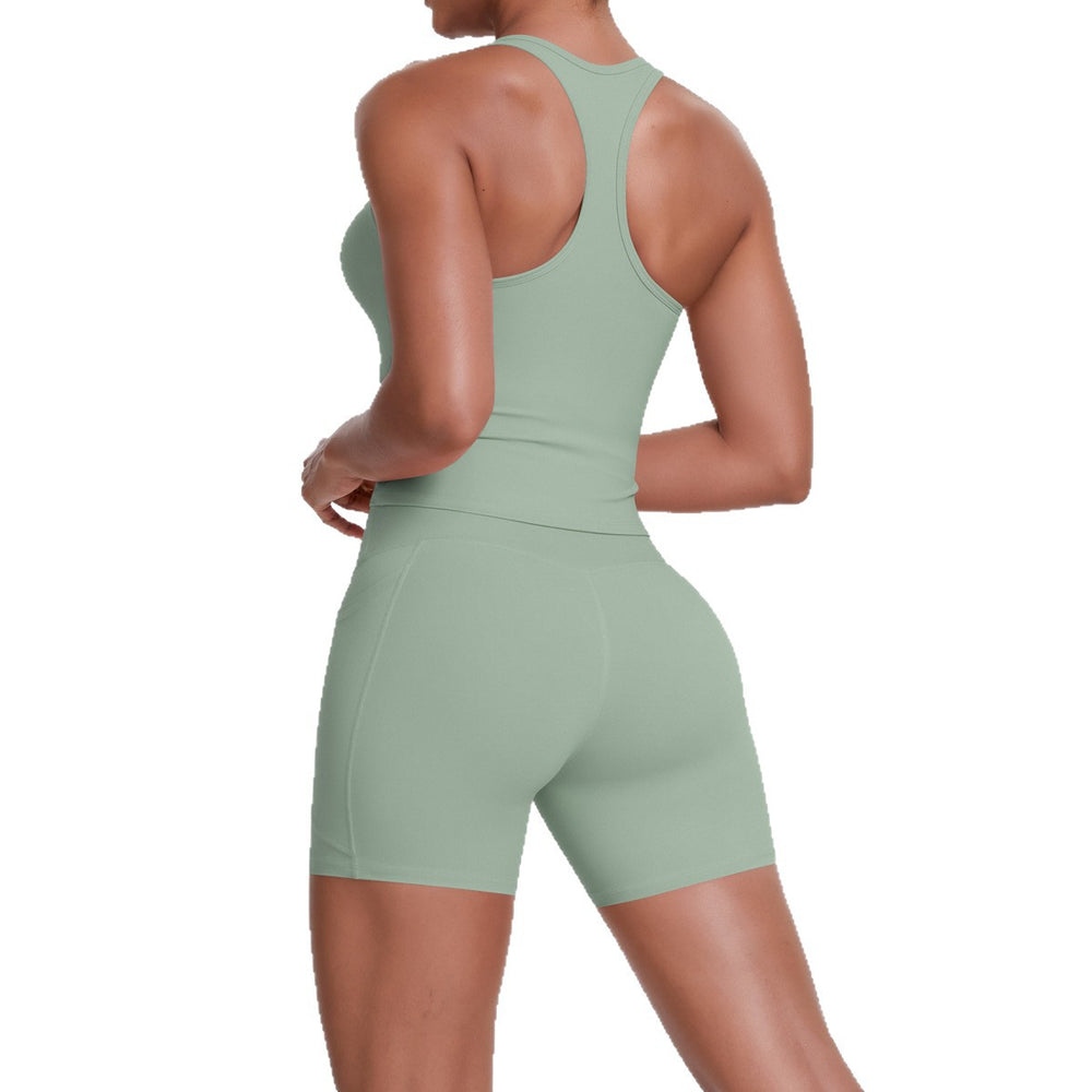 New arrival: seamless, body-hugging yoga set - sexy open-back, high-waisted, butt-lifting workout shorts - quick-dry running & fitness apparel