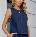 European and american cross-border e-commerce women's autumn new arrivals:  independent store washed solid color denim top and pants set