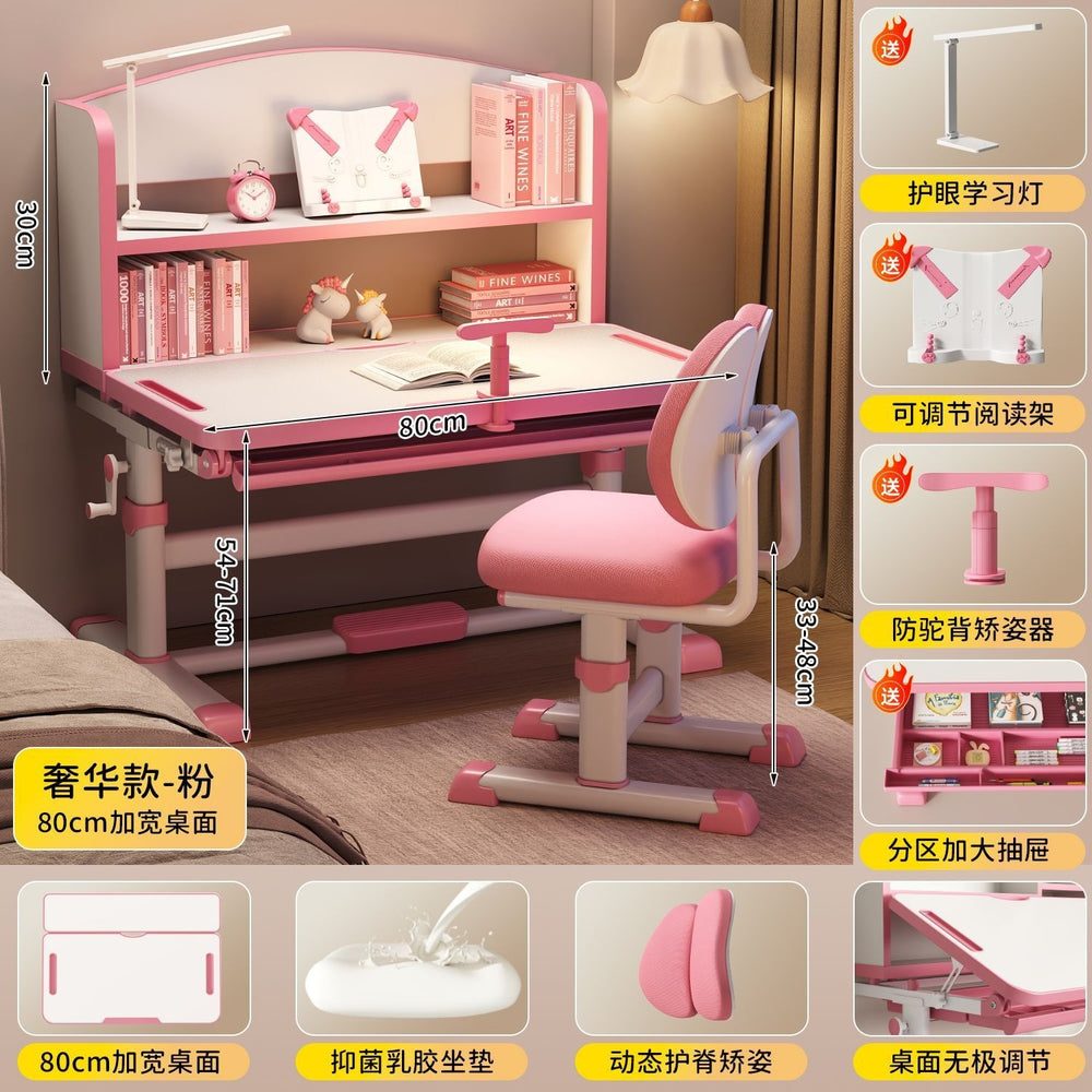 Adjustable height desk and chair set for kids - perfect for elementary school students, home study, and writing